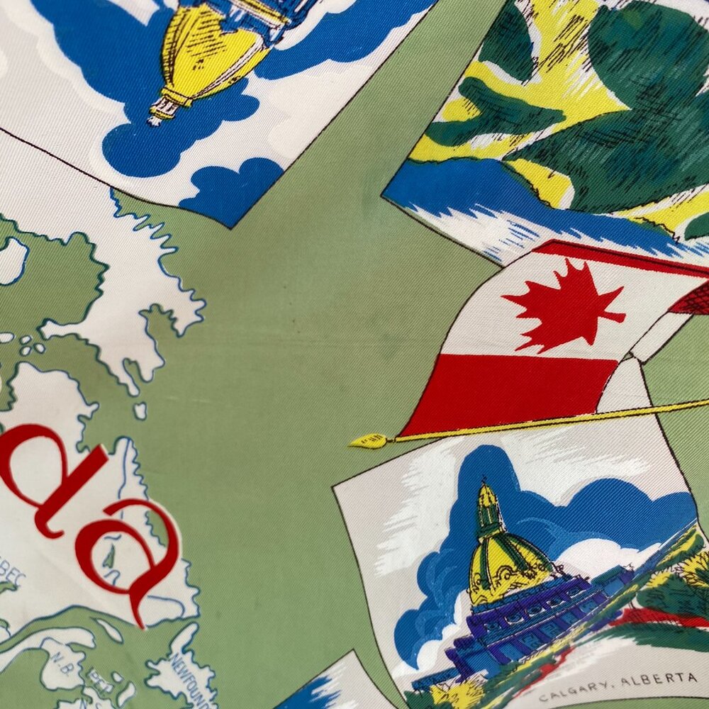 Vintage 1967 Canada Centennial Souvenir Scarf | Hand Printed Hand Rolled - Picture 8 of 13